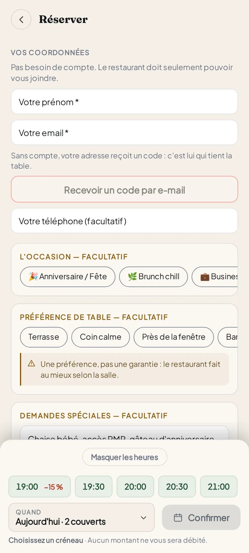 Il choisit une heure. Vos offres y sont déjà.