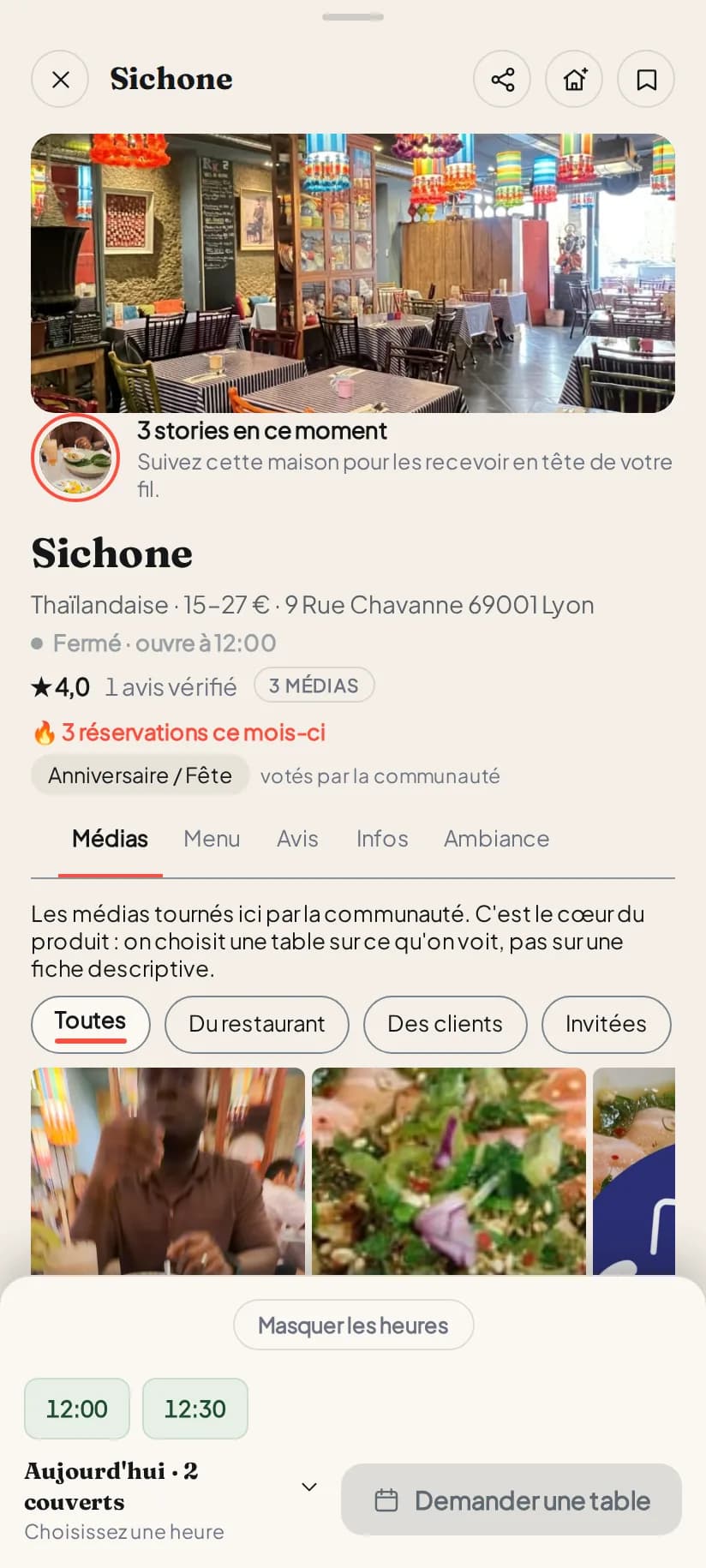 Votre fiche, ce sont vos plats — filmés par ceux qui les ont mangés.